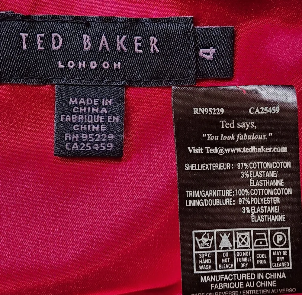 TED BAKER Red Ruffle Sleeveless Sheath Dress - Size 10 - Picture 12 of 14
